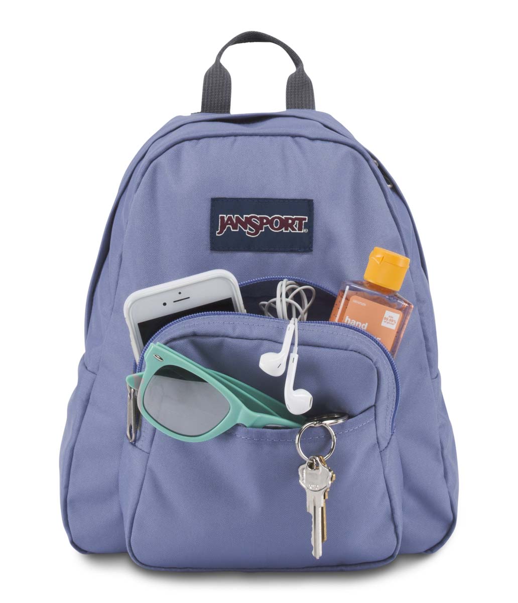 bleached denim jansport backpack visual Right Pack Expressions Two large main compartments offer ample storage for your supplies Half Pint Mini Backpack |